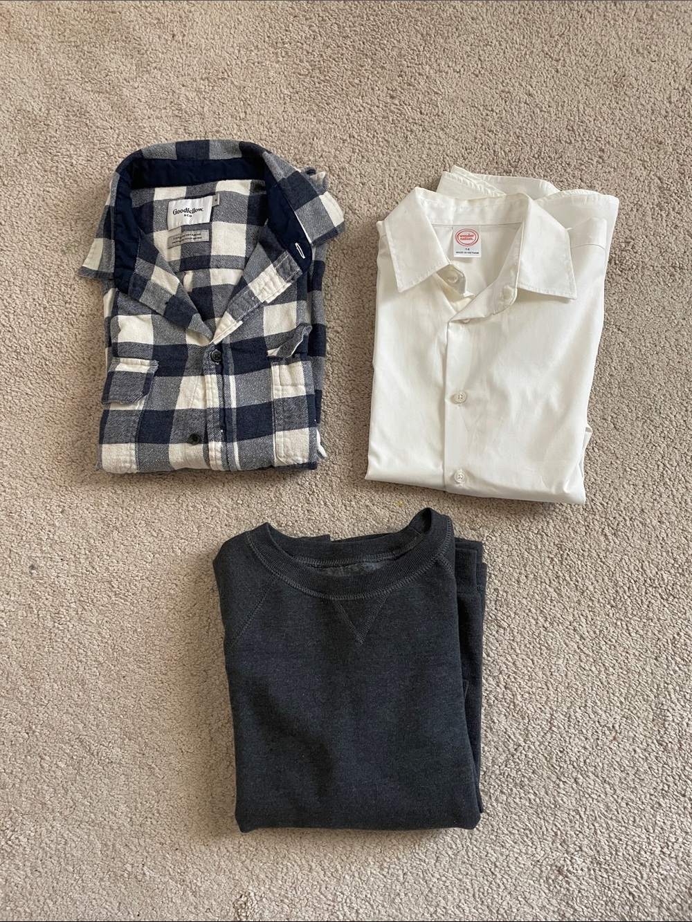 Goodfellow & Co Navy and White Buffalo Check Button-Down Shirt
